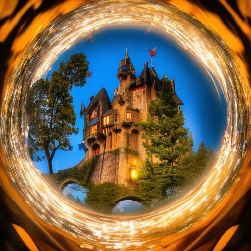 Glowing Castle Encased in Sky Orb