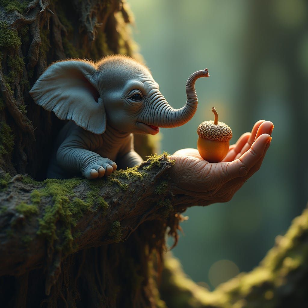 Mystical Elephant and Ancient Guardian