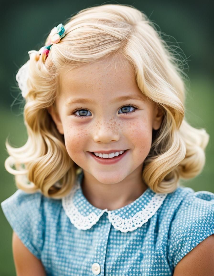 Adorable 1950s Portrait of a Blond Freckled Girl