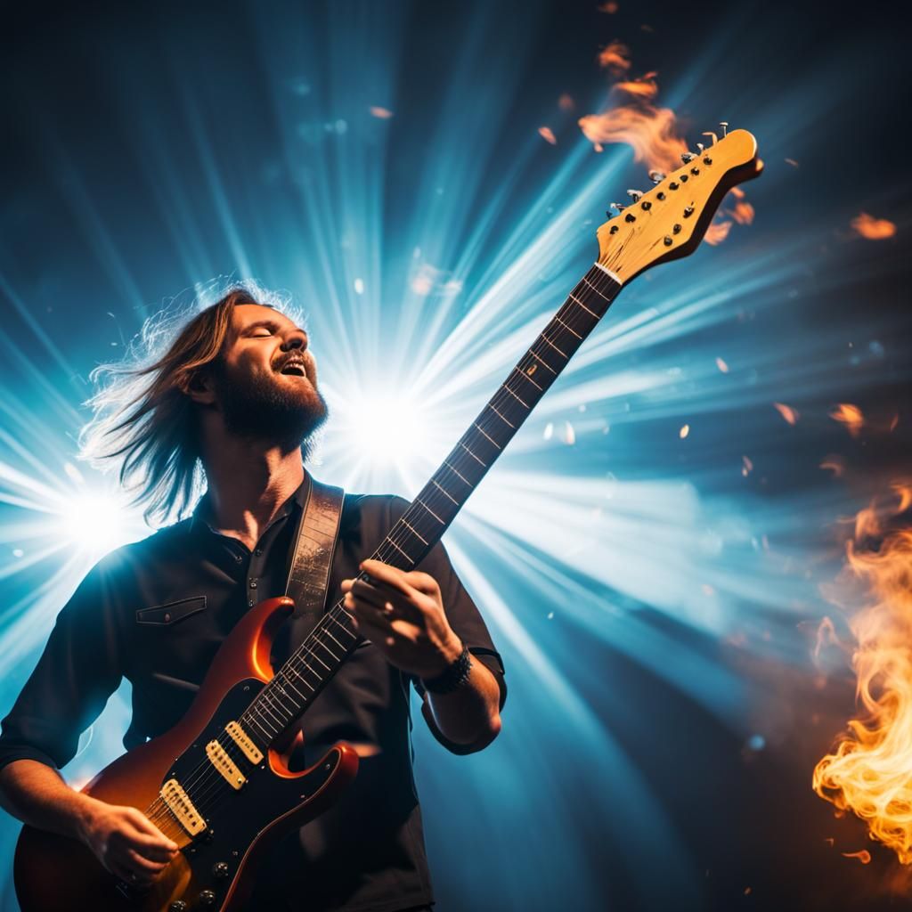 Fiery Guitar Solo at Live Music Gig