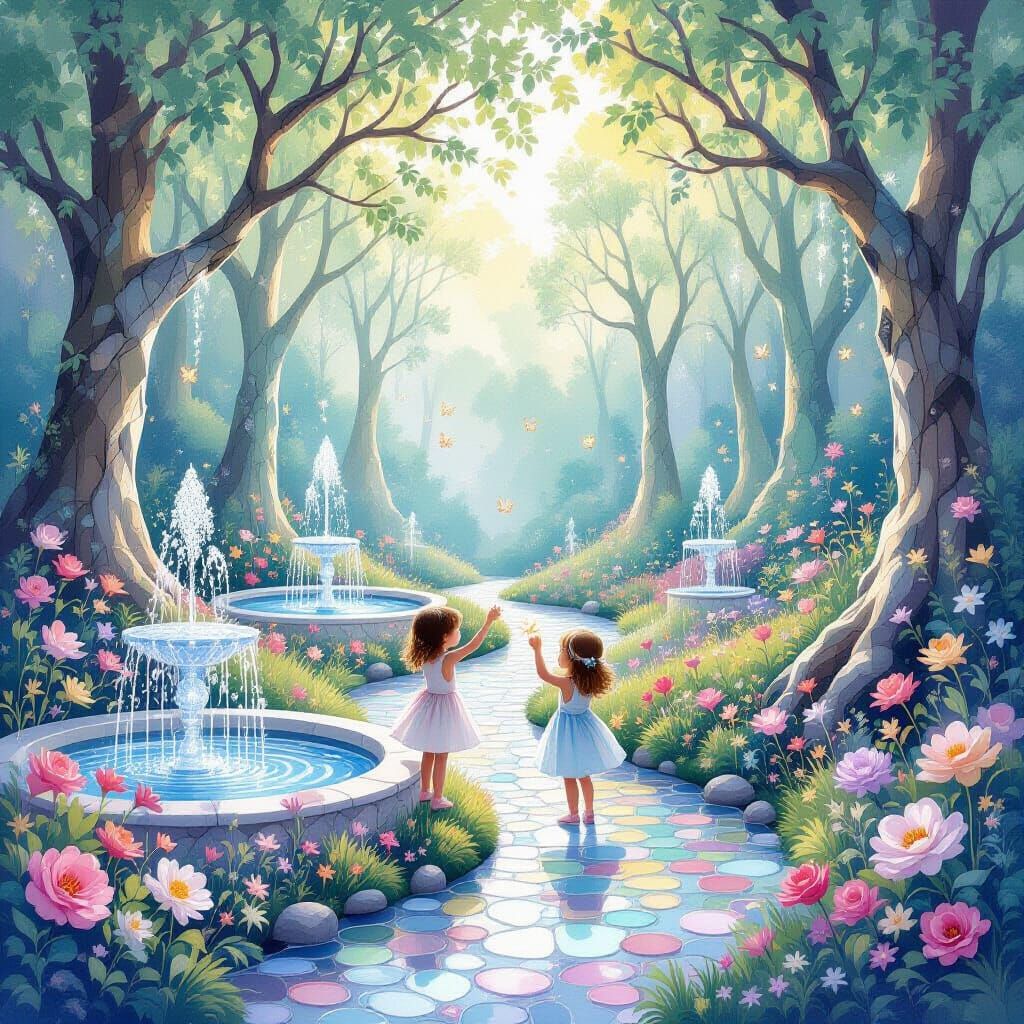 Mystical Garden of Pastel Sea Glass Sculptures