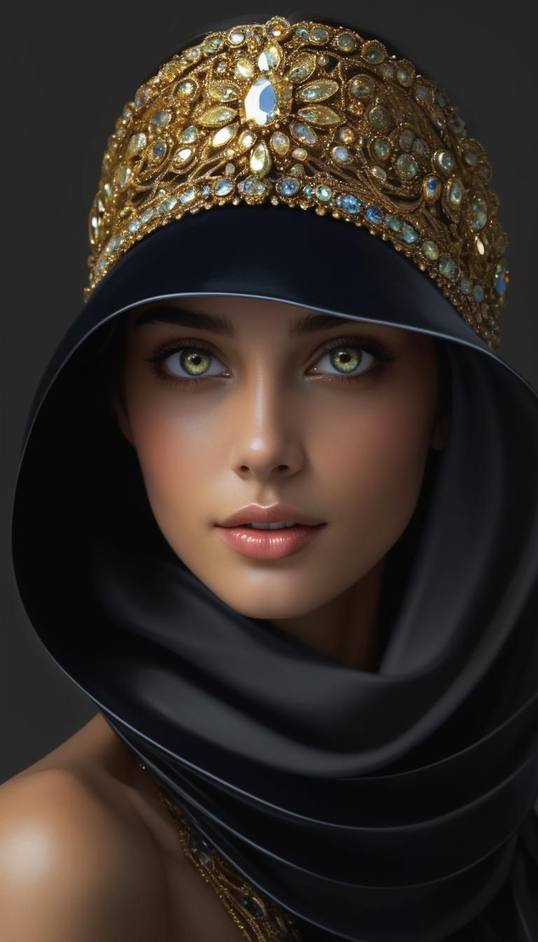 Elegant Woman in Glimmering Jewels, Impressionist Style