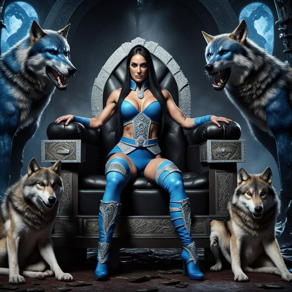 Wrestler as Sub-Zero on Throne in Digital Painting