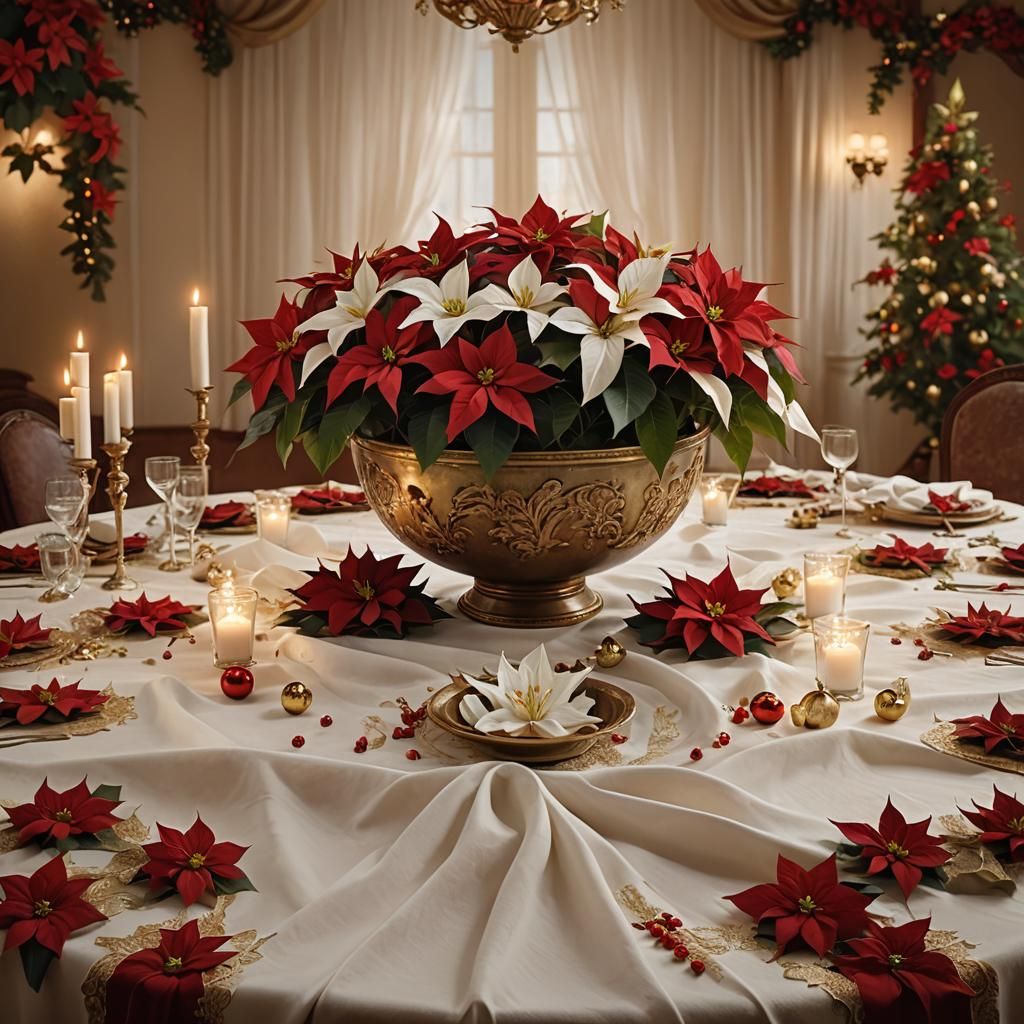 Majestic Christmas Floral Arrangement in Golden Light
