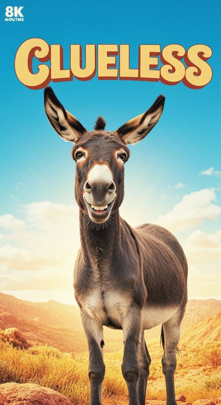 Clueless Movie Poster with Smiling Donkey