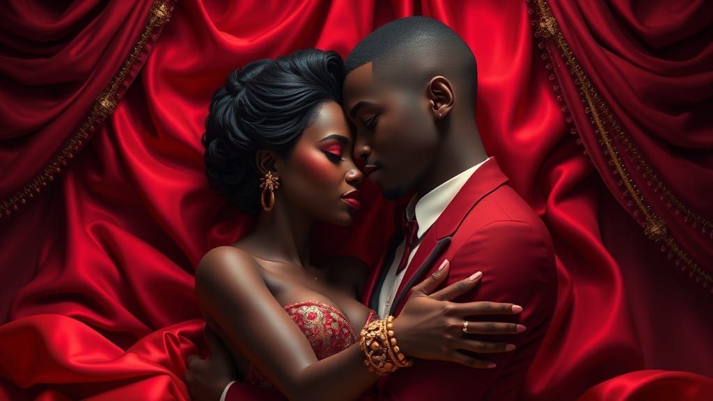 Romantic Black Couple in 3D Pixar Style