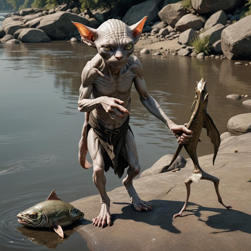 Gollum as Sphynx Cat by Riverbank
