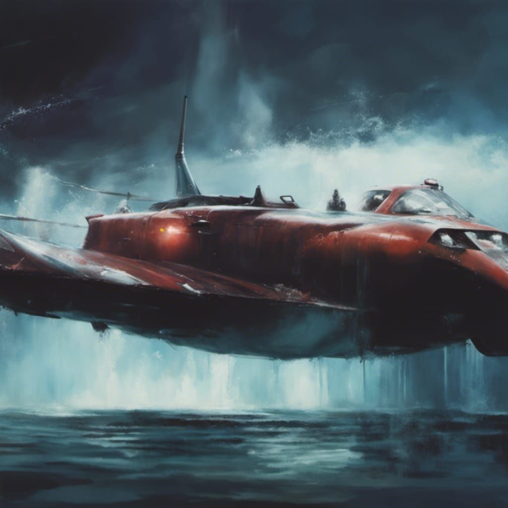 Car as Submarine: Hyperrealistic Splash Art