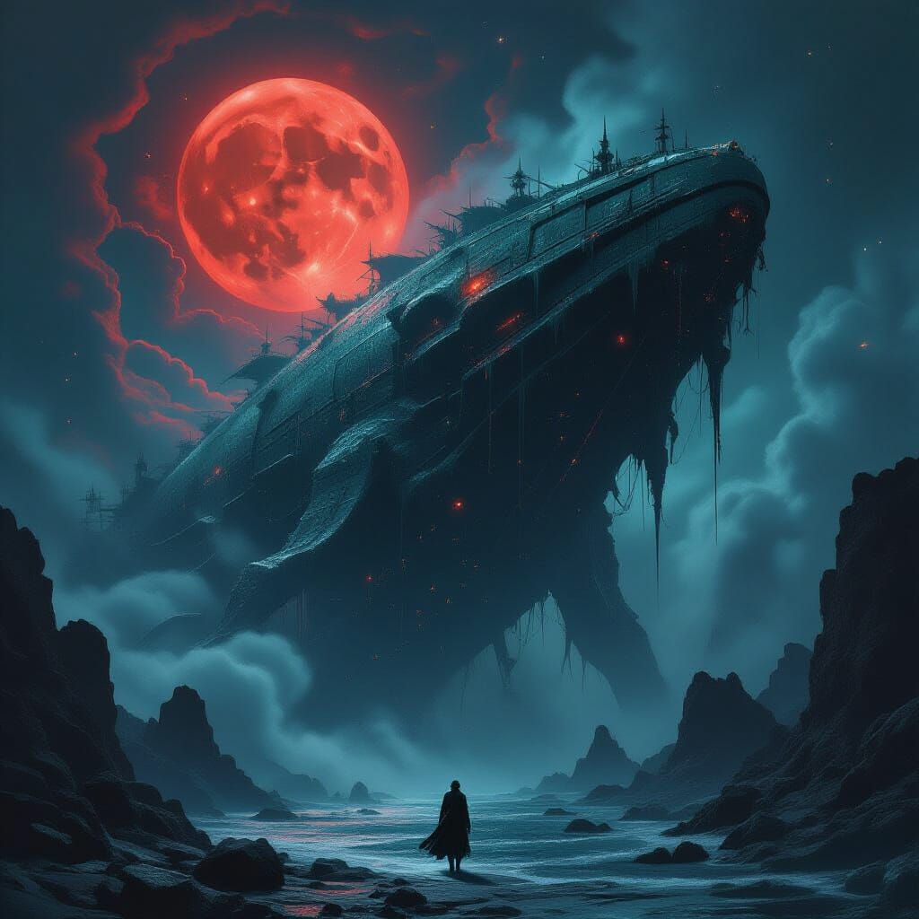 Ethereal Leviathan Emerges from Obsidian Sea