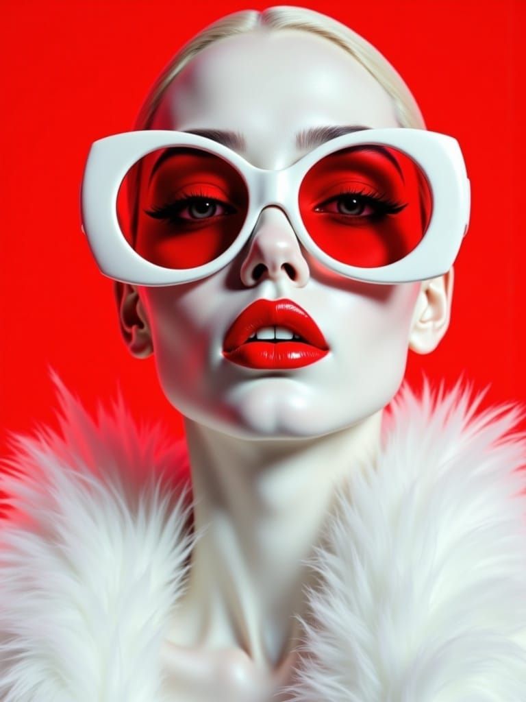 Sleek Futuristic Fashionista in Bold Red