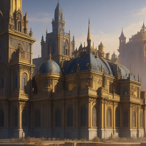 Fantasy Baroque Cityscape: Digital Art Masterpiece