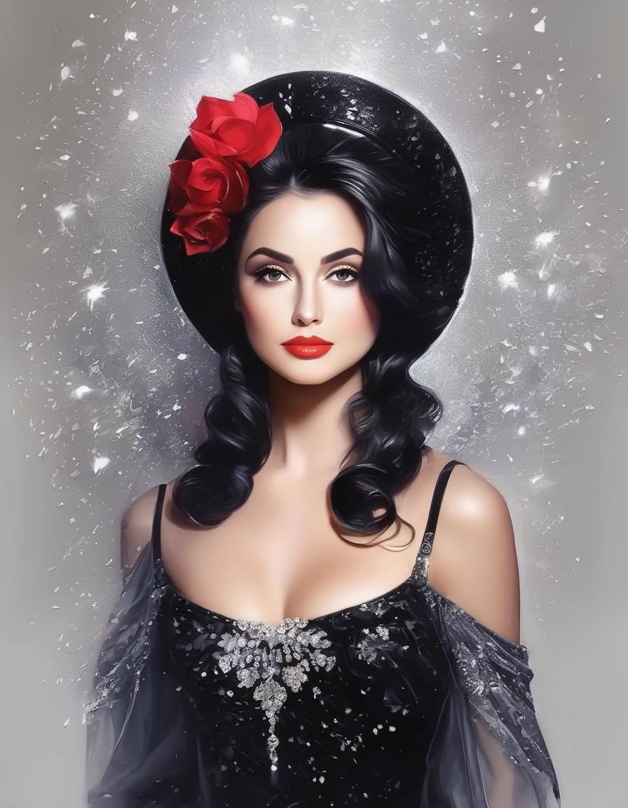 Expressive Foil Art Print of a Beautiful Woman