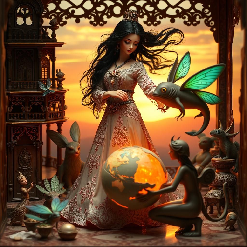 Dervish in Dollhouse with Mythical Creatures