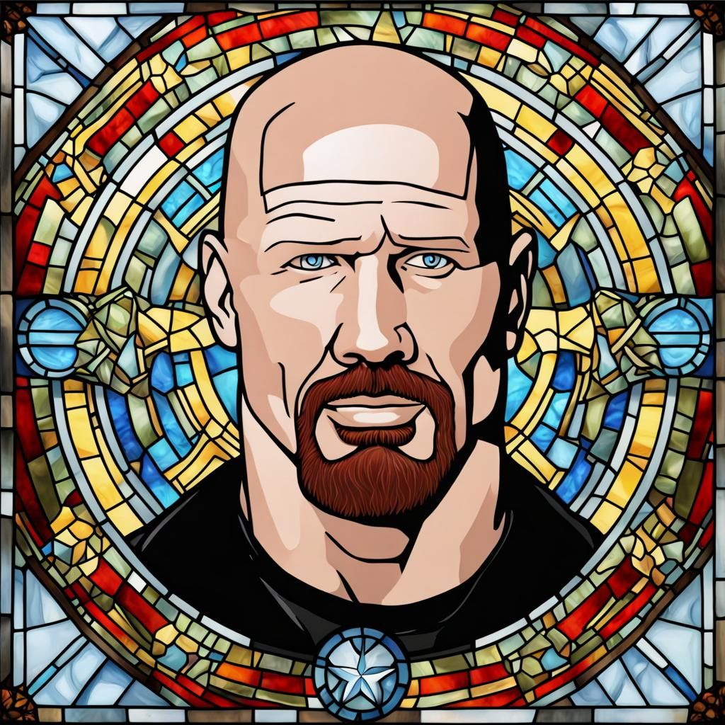 Stone Cold Steve Austin: Stained Glass Portrait