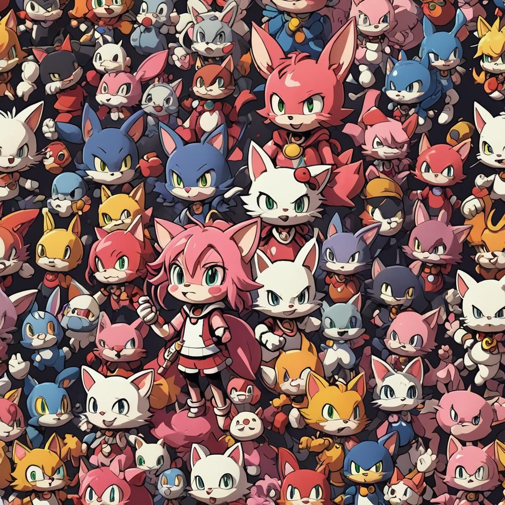 Anime Style Cartoon Character Group Art