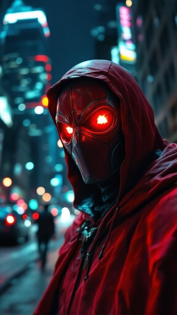 Red Hood Walks Through Downtown Houston