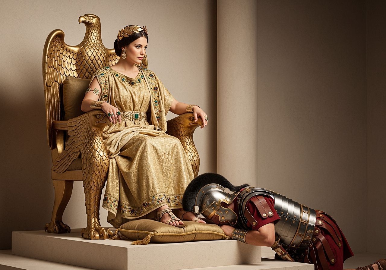 Majestic Roman Empress on Gold Imperial Throne