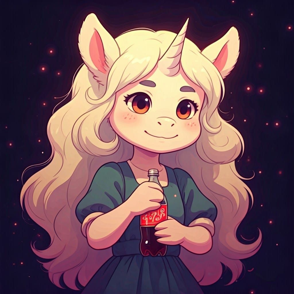 Kawaii Unicorn Girl with Soda