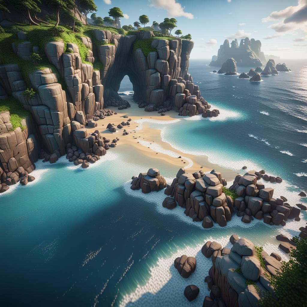 Epic Ocean Cove in 3D Game Cinematic Style