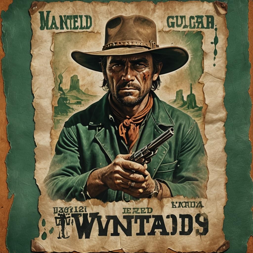 Outlaw Wanted Poster, 1960s, Digital Concept Art