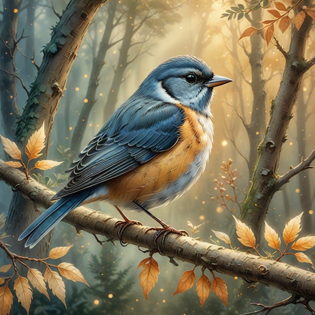 Whimsical Songbird in Dreamy Watercolor Style