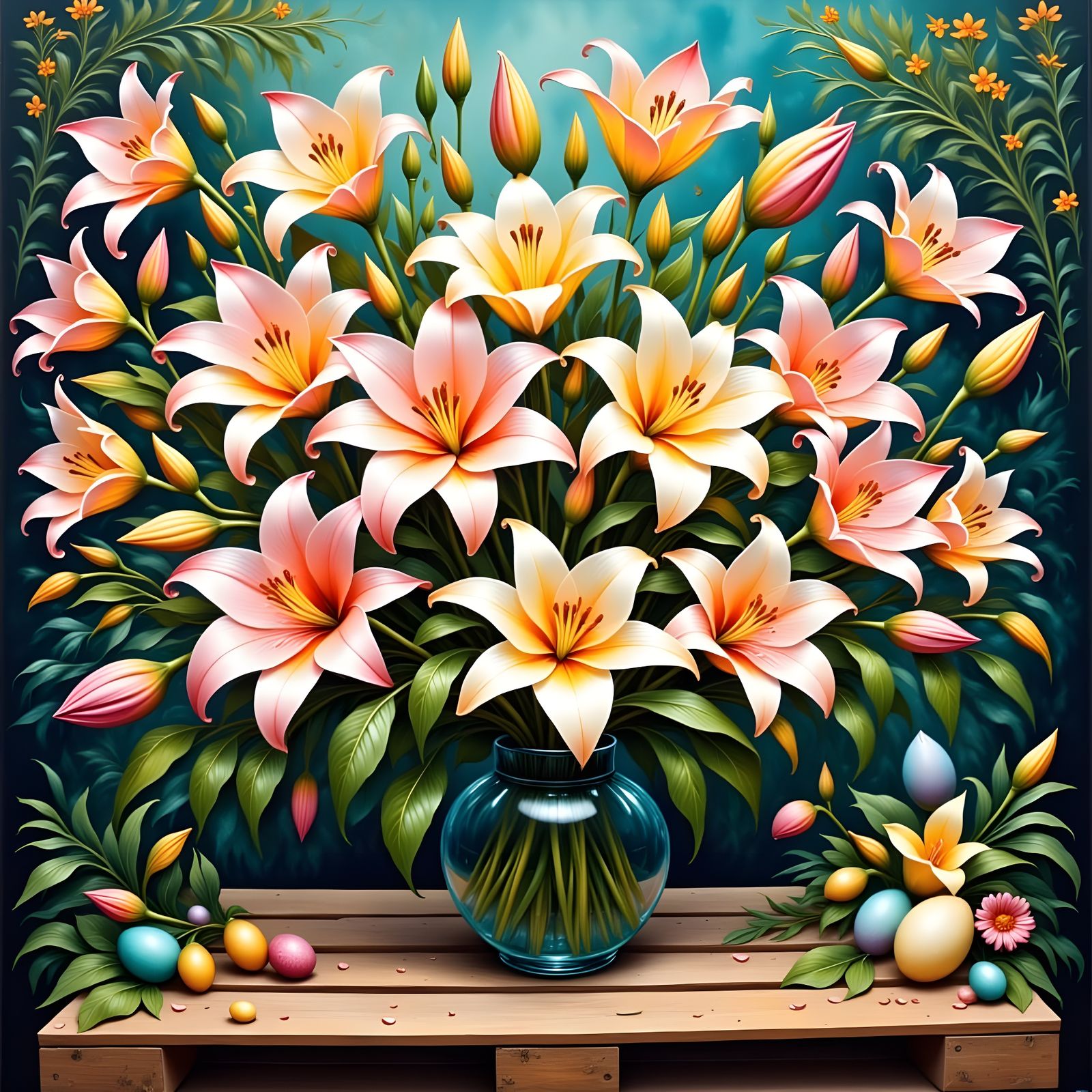 Easter Lillies in Vibrant Neo-Impressionist Oil Painting