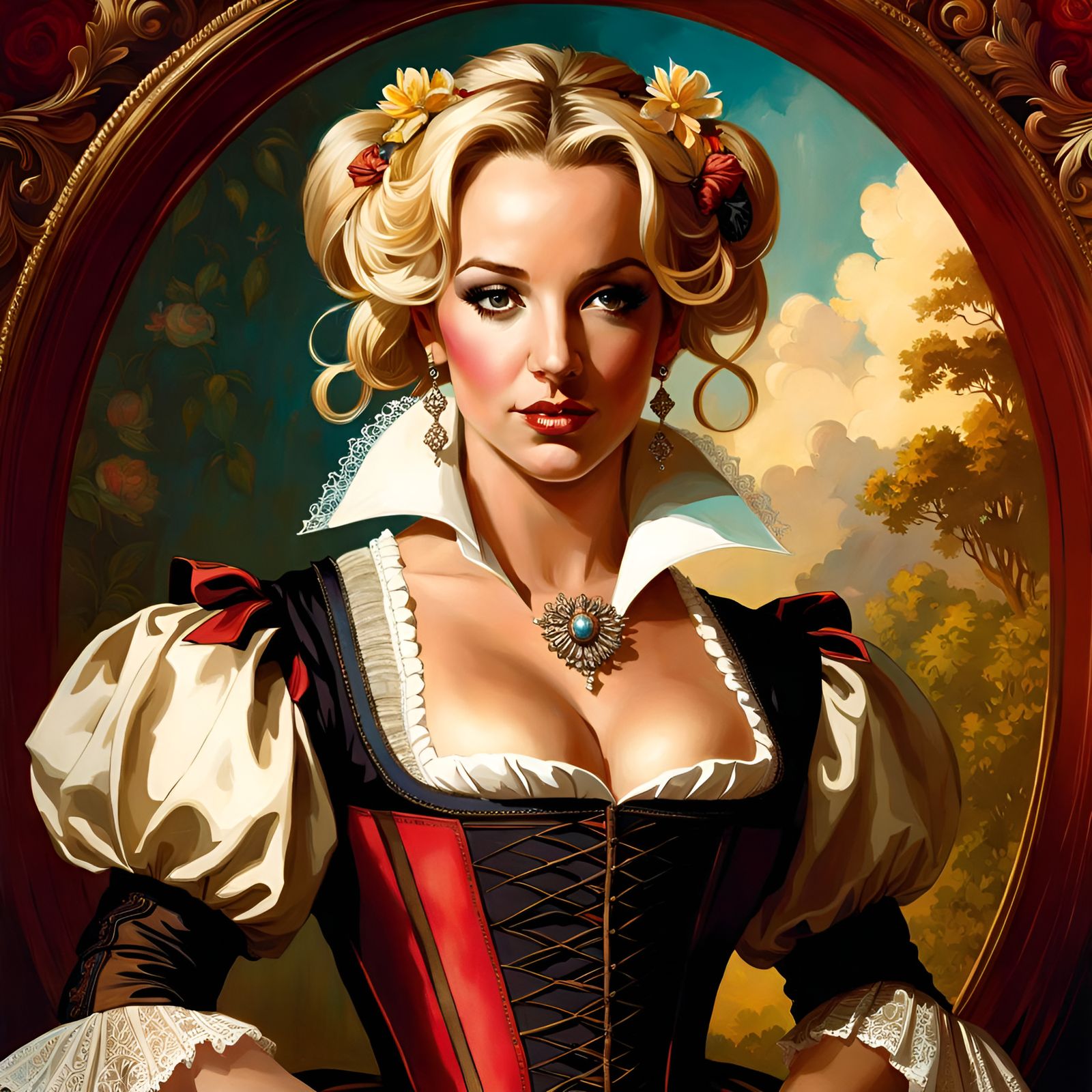 Renaissance Pop Portrait in Pin-Up Style