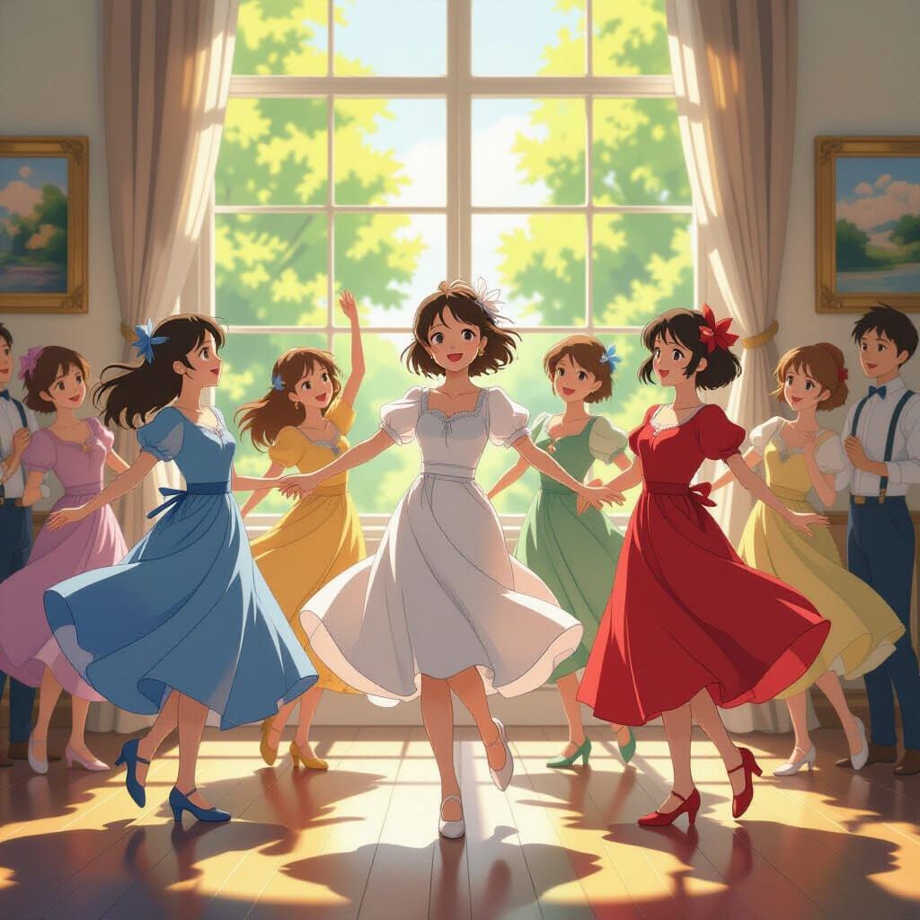 1920s Flapper Girls Dancing, Anime Style