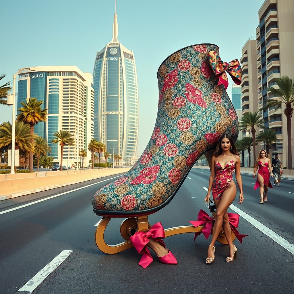 Surreal Gucci Skate on Dubai Highway: High-Fashion Aesthetic...