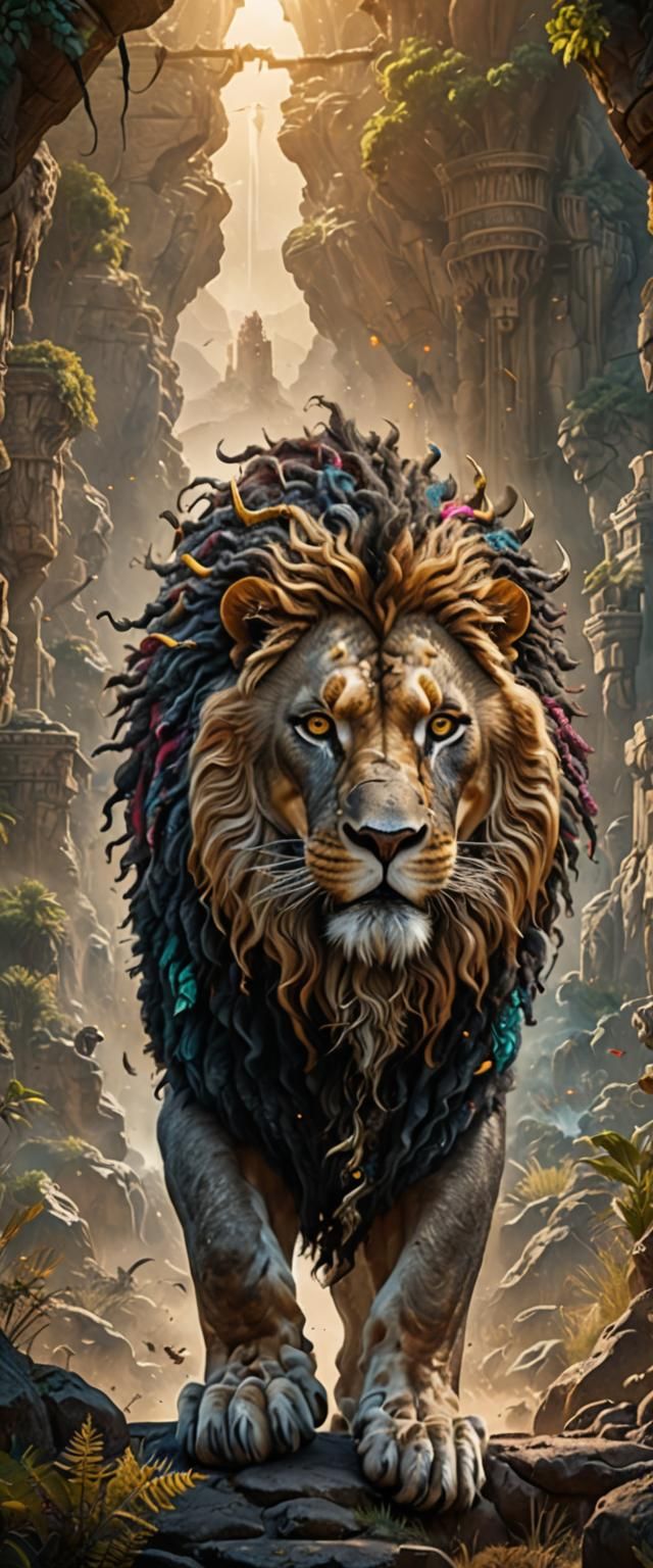 Lion of Judah in God's Hands: Fantasy Art
