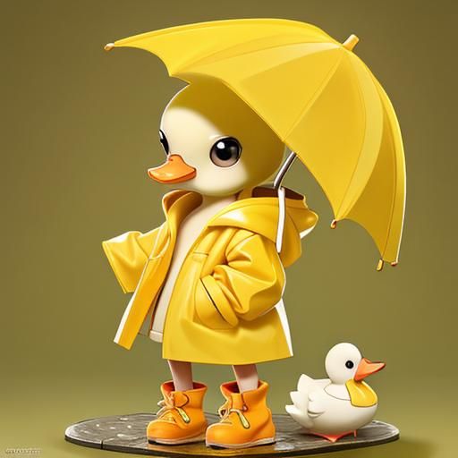 Duckling in Yellow Raincoat: AI-Generated Cuteness