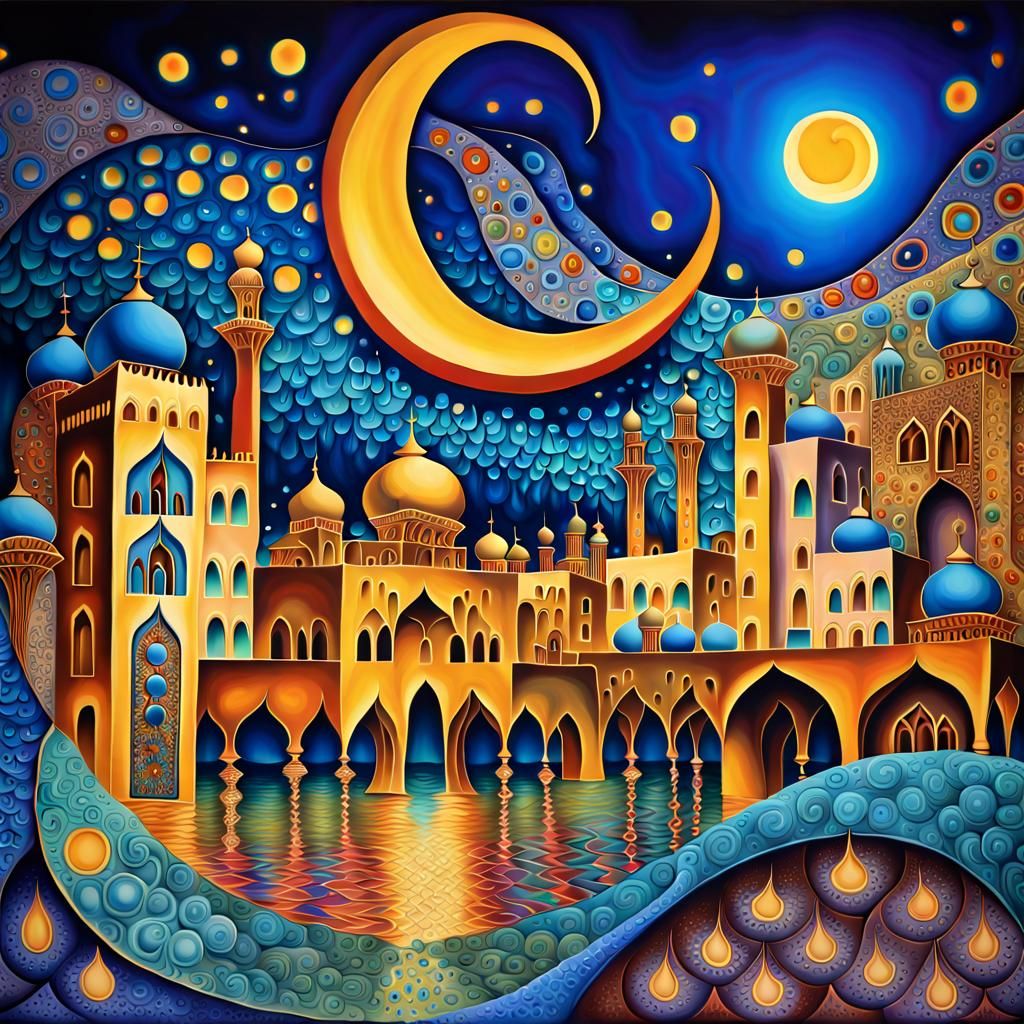 Surreal Arabian Nights Dreamscape in Dali Style