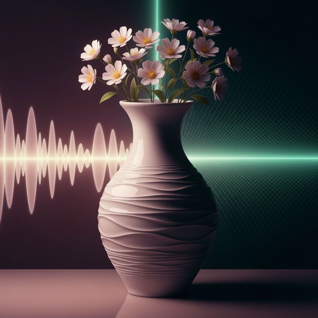 Fourier Transform Vase with Flowers in Generative Art Style