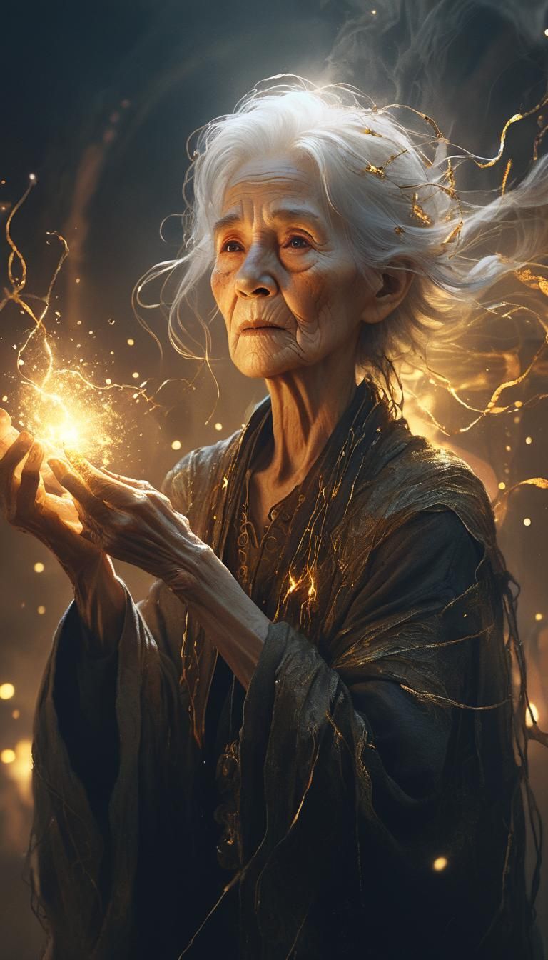 Ethereal Dark Fantasy Portrait of an Old Woman