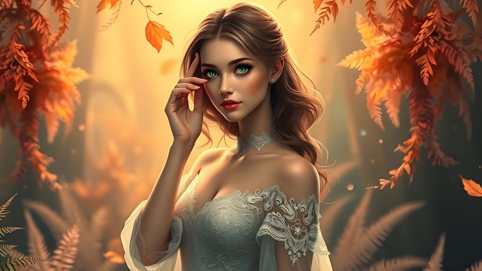 Graceful Woman in Autumn Landscape