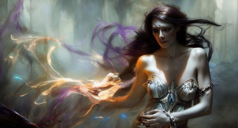 Ethereal Elemental Magic in Dark Fantasy Style