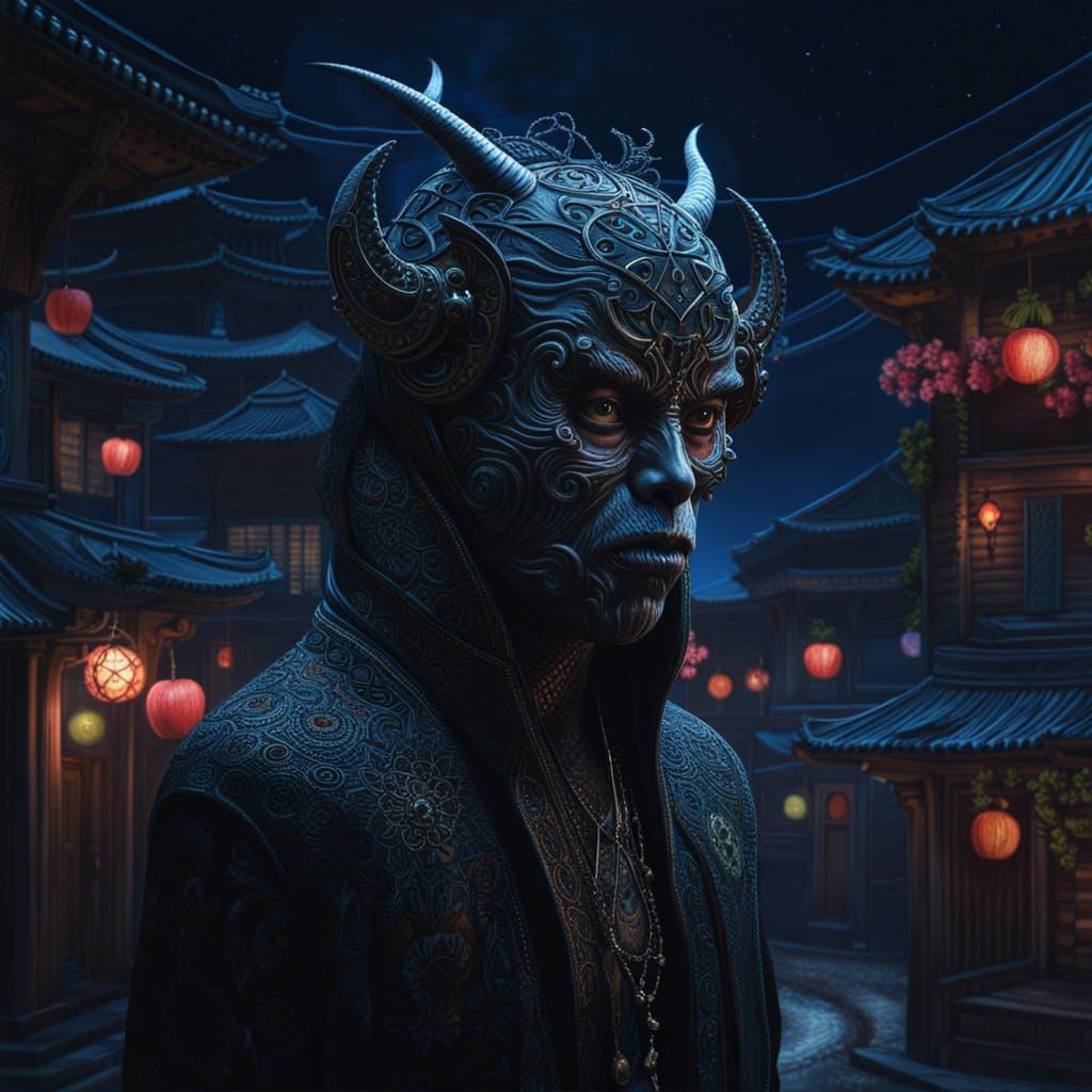 Gothic Cyberpunk Voodoo Apple Demon Portrait