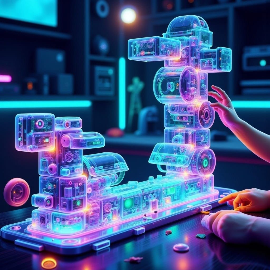 Futuristic Levitating Toy Set with Magnetic Blocks