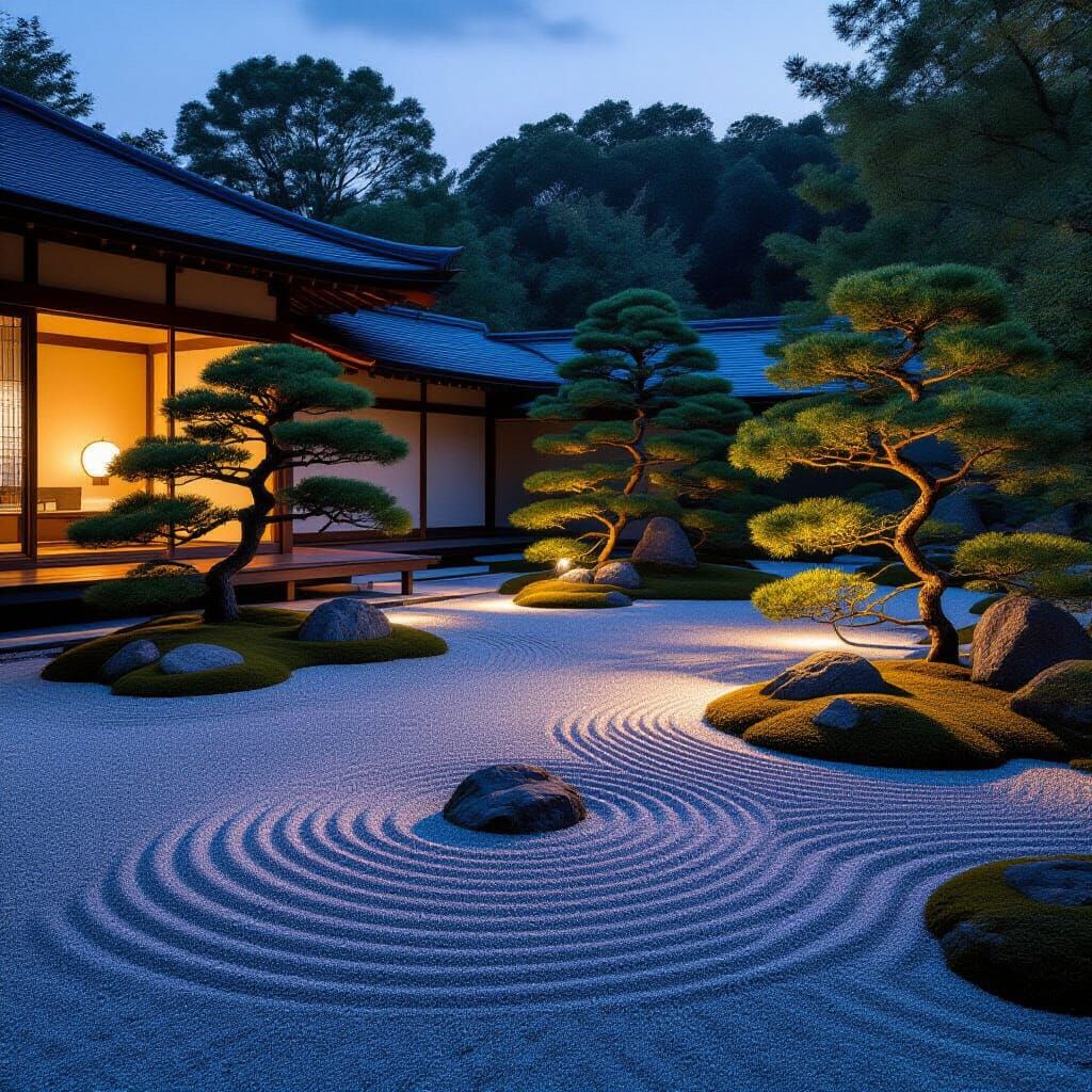 Twilight Zen Garden Inspired by Japanese Masters