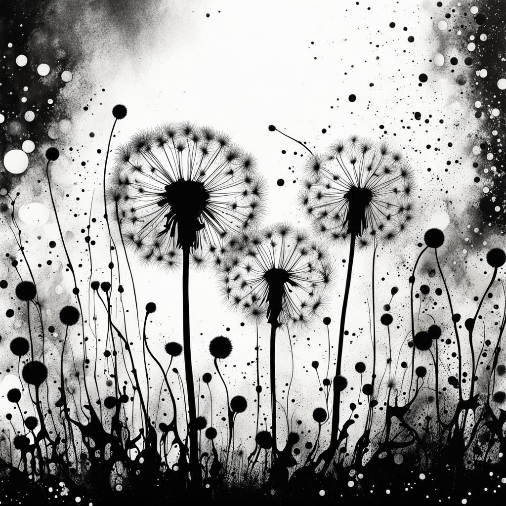 Dandelion ink splatter