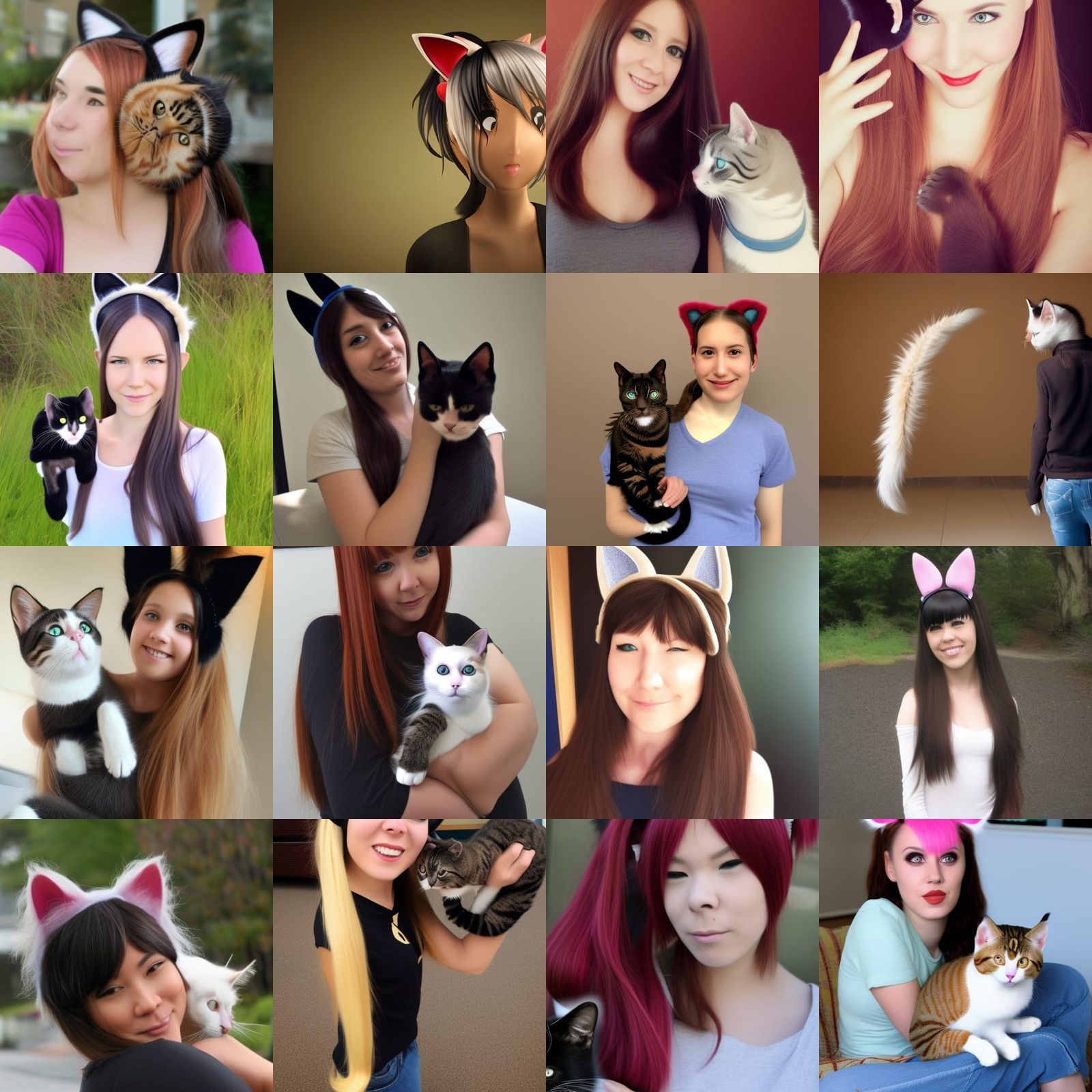 Human with Cat Features: Ears and Tail