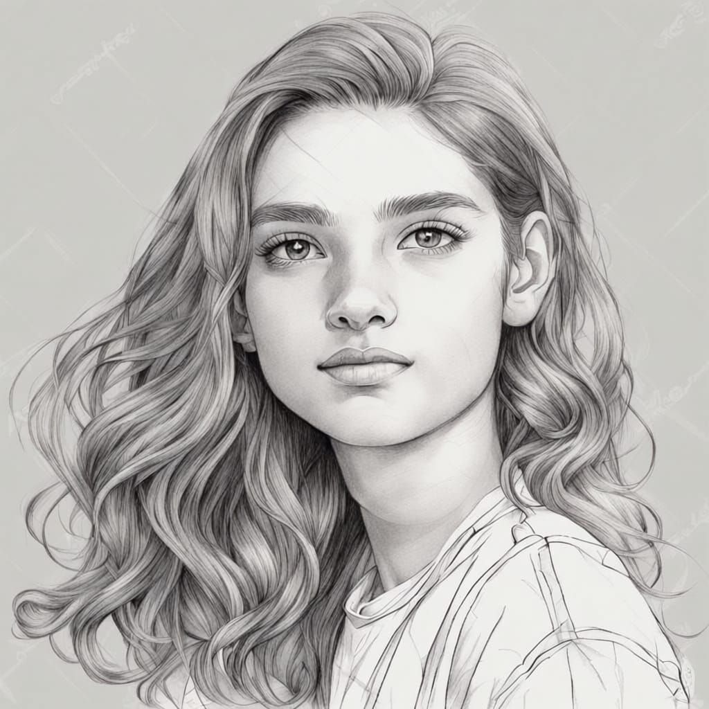 Charcoal Sketch of a Beautiful Young Woman