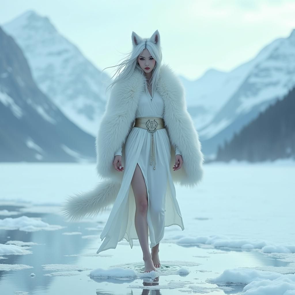 Ōkamimimi wolf woman in the snow