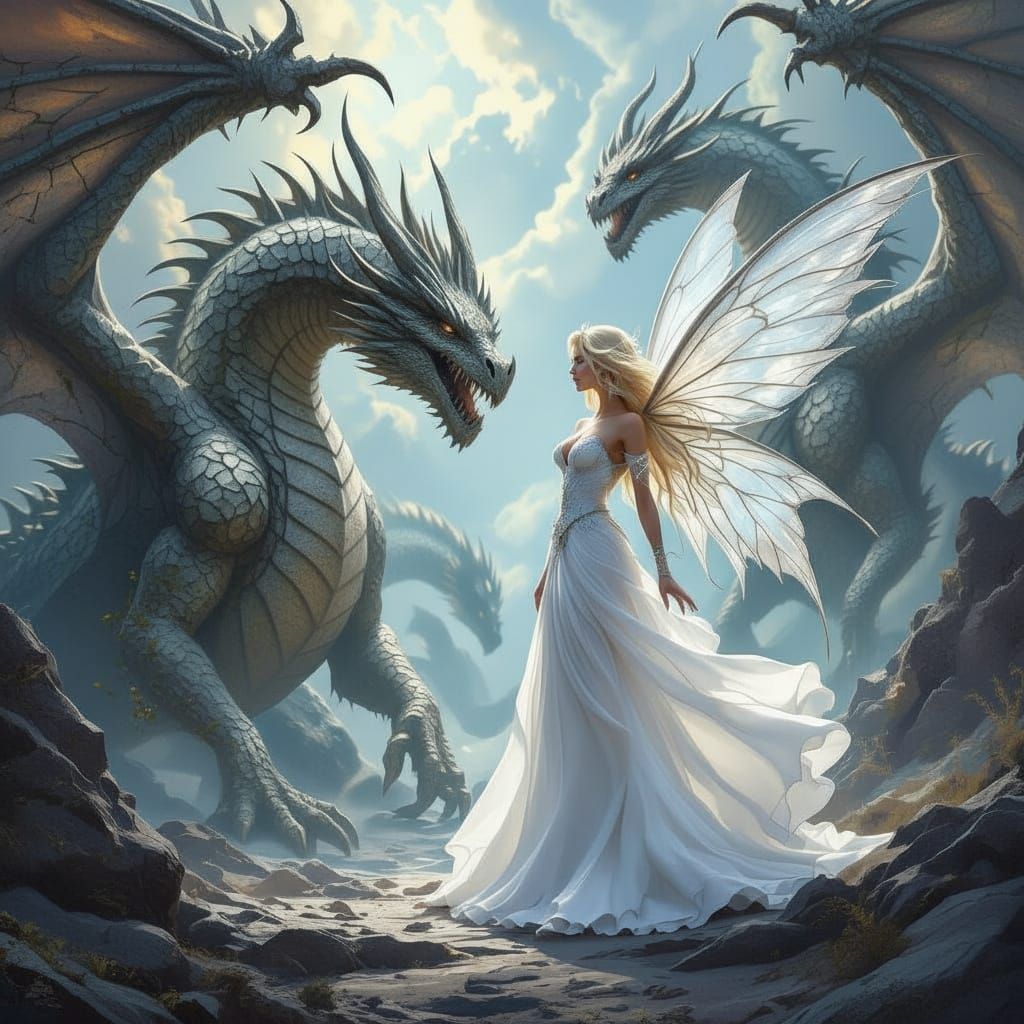 Fairy Turns Dragons to Stone on Battlefield