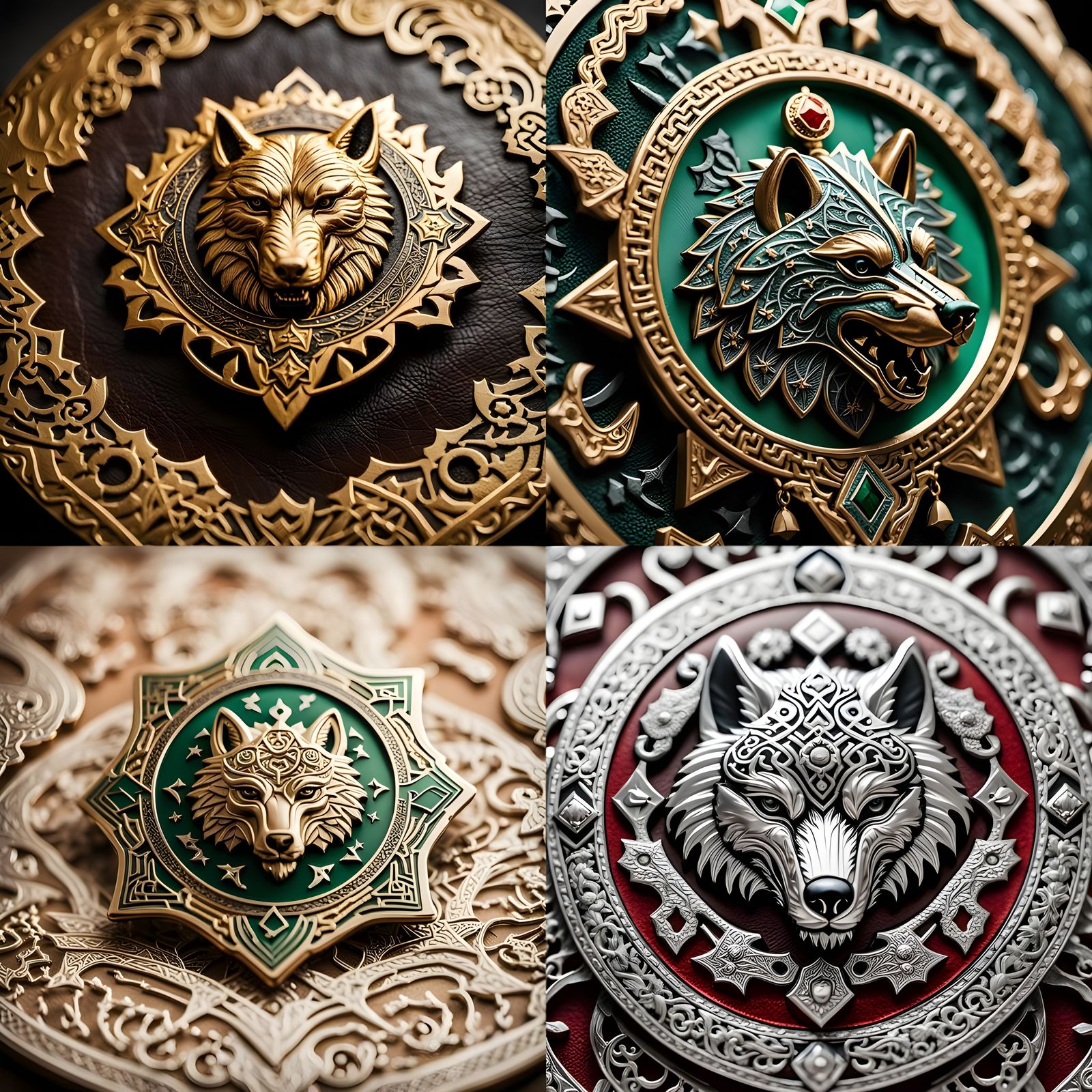 Chechen Wolf Military Badge in Ornate Islamic Style