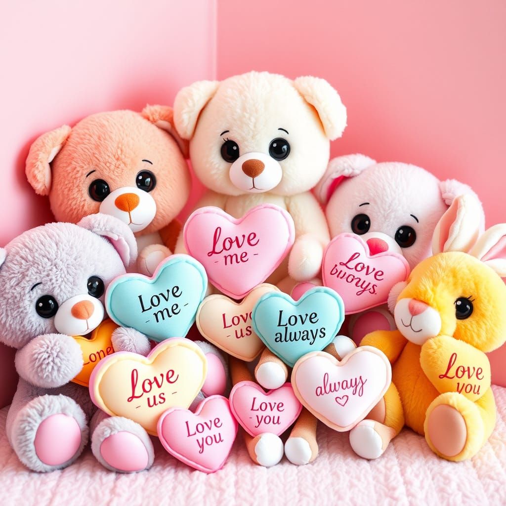 Pastel Plushies Gather to Celebrate Endless Love in a Whimsi...