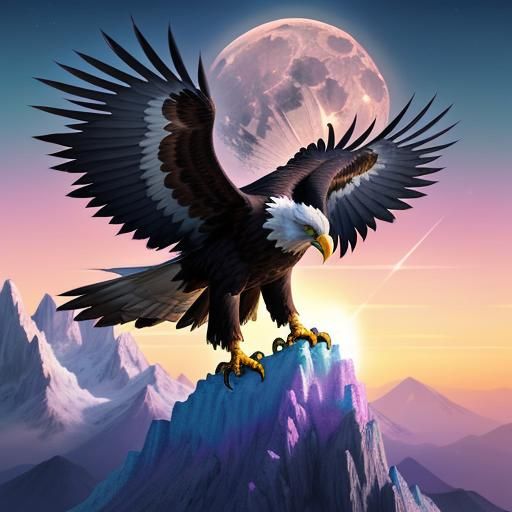 Majestic Candy Eagle Soaring at Sunset