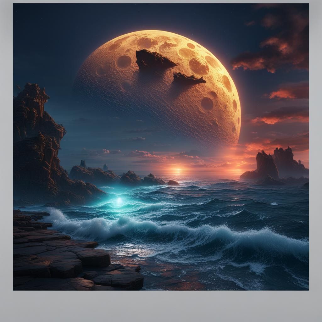 Ocean Moonlight: Detailed Fantasy Concept Art