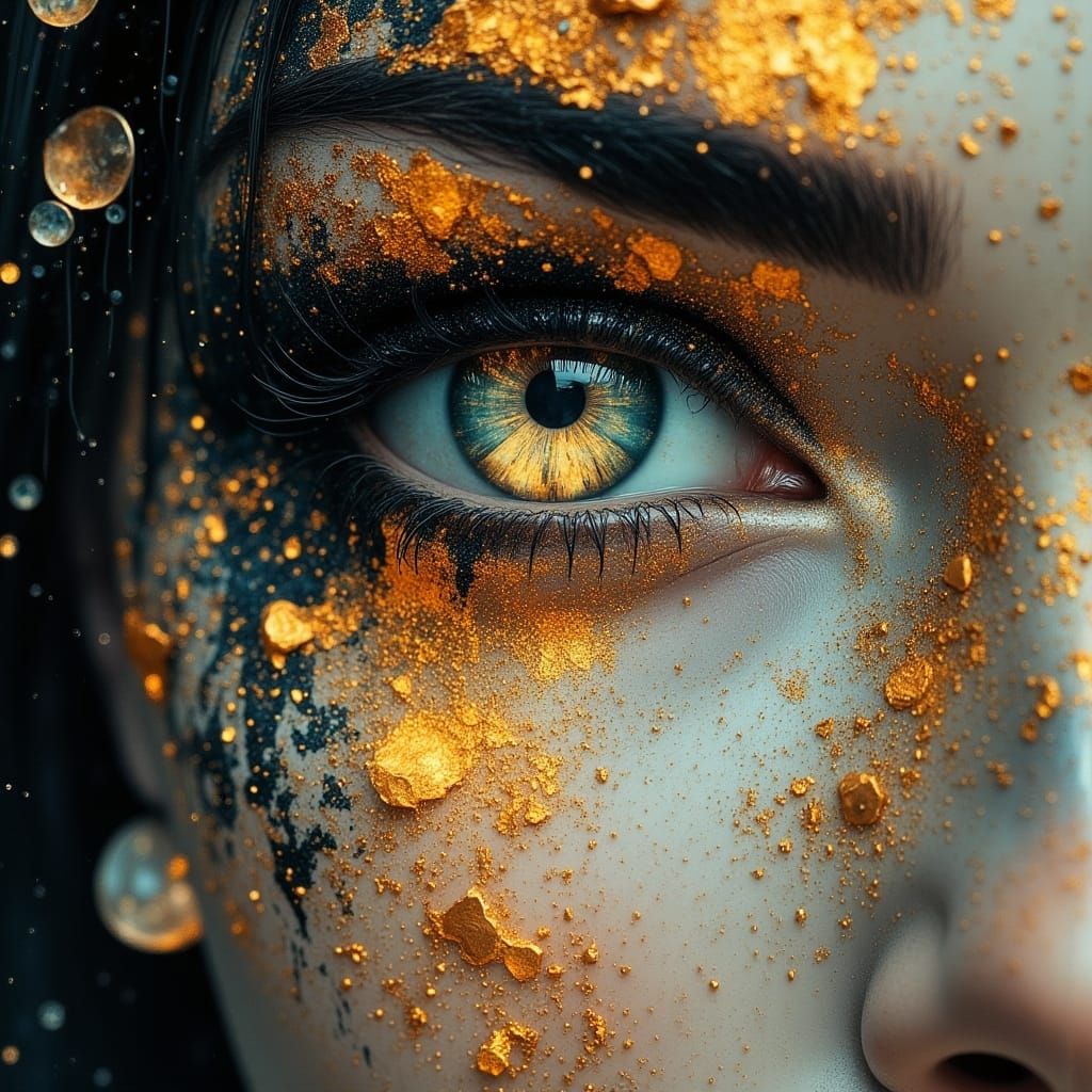 Vivid Woman's Eye Reflecting Time in Ornate Style