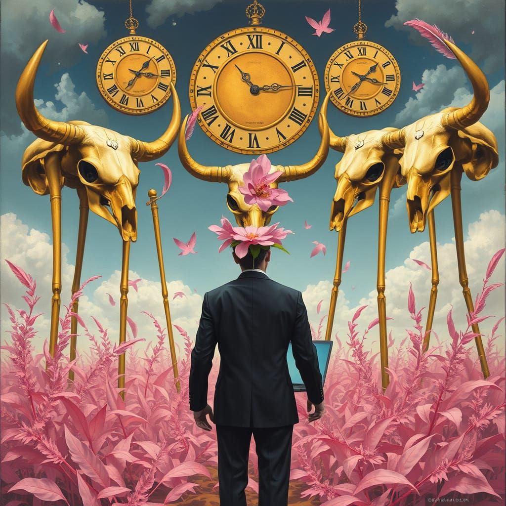 Surreal Skulls on Stilts Dreamscape: Digital Art